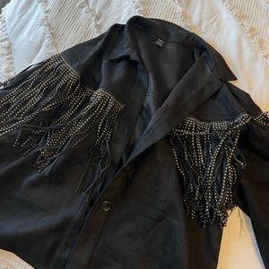 Shein Black fringe sequin jacket
